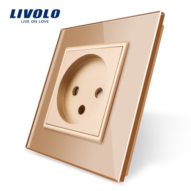 Livolo EU Standard Israel Power Socket, Crystal Glass Panel,100~250V 16A Wall Power Socket,C7C1IL-11/12/13/15(7colors),no logo