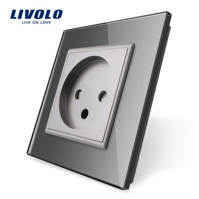 Toma de corriente Livolo EU estándar Israel, Panel de cristal, toma de corriente de pared de 100 ~ 250V 16A, C7C1IL-11/12/13/15 (7 colores), sin logotipo