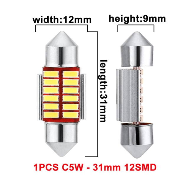 1x C10W C5W LED Canbus Festoon 31mm 36mm 39mm 42mm for car Bulb Interior Reading Light License Plate Lamp White 5000K free error