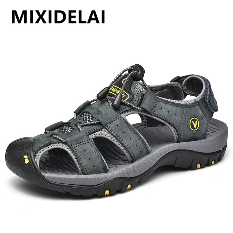 MIXIDELAI Echtes Leder Herren Schuhe Sommer Neue Größe Herren Sandalen Herren Sandalen Mode Sandalen Hausschuhe Große Größe 38-47