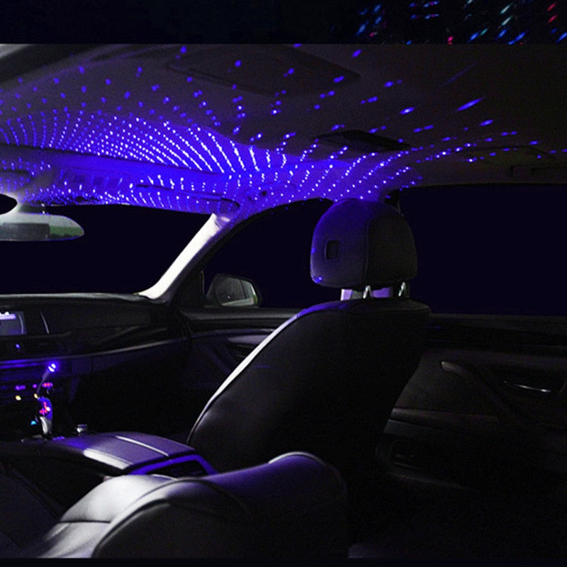 Techo de coche estrella luz Interior LED estrellado láser atmósfera ambiente proyector USB Auto decoración noche hogar Decoración galaxia luces