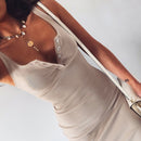 WannaThis vestido hasta la rodilla de punto elástico sin mangas Bodycon elegante mujer 2019 verano Sexy cuello en V botón fiesta vestidos ajustados