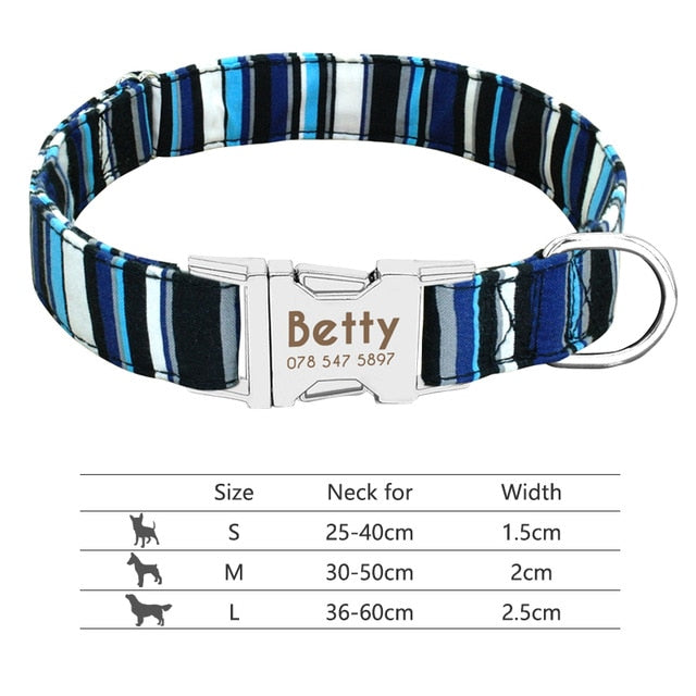 Hundehalsband aus Nylon, personalisiertes Hundehalsband, graviertes ID-Tag, Namensschild, reflektierend, für kleine, mittelgroße Hunde, Pitbull Mops