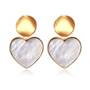 POXAM, nuevos pendientes redondos de declaración coreana para mujer, Pendientes colgantes de gota de pelusa de concha dorada geométrica, joyería de moda 2020 Brincos