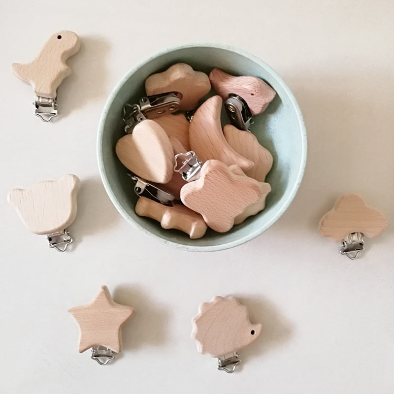 1pc New Arrival Lovely Wooden Pacifier Clip Natural Beech Wood Baby Pacifier Clips Dummy Clips DIY Pacifier Chain Accessory