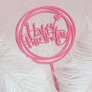 Happy Birthday Love Flag Cake Topper Acrylic Letter Gold Silver Cake Top Flag Decoration for Birthday Party Wedding Supplies