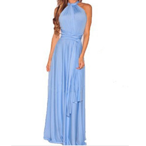 Vestido largo Sexy para dama de honor, vestido Formal multiforma envolvente Convertible Infinity Maxi, azul marino, ahuecado, para fiesta, Vestidos de vendaje
