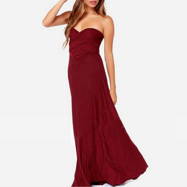 Sexy mujer Multiway Wrap Convertible Boho Maxi Club vestido rojo vendaje vestido largo fiesta damas de honor Infinity Robe Longue Femme