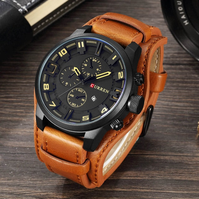 CURREN Top Brand Luxury Mens Watches Male Clocks Date Sport Military Clock Leather Strap Quartz Business Men Watch Gift 8225