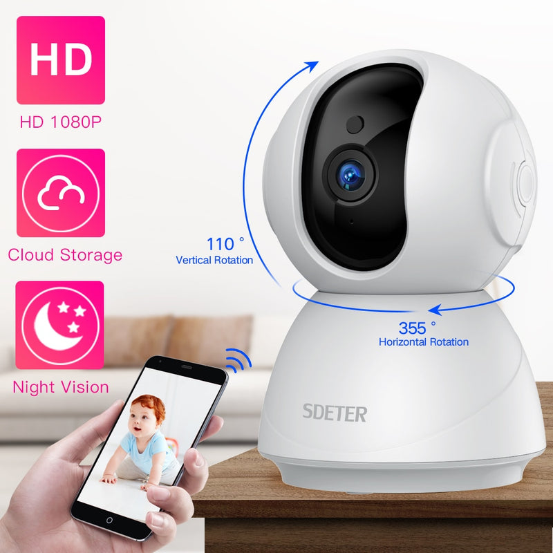 SDETER 1080P 720P IP Kamera Überwachungskamera WiFi Wireless CCTV Kamera Überwachung IR Nachtsicht P2P Babyphone Haustierkamera