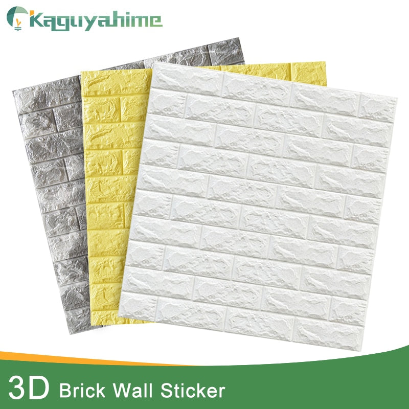 Pegatinas de pared de ladrillo 3D de Kaguyahime, papel tapiz impermeable autoadhesivo para decoración DIY para habitación de niños, dormitorio, pegatina de pared 3D de ladrillo
