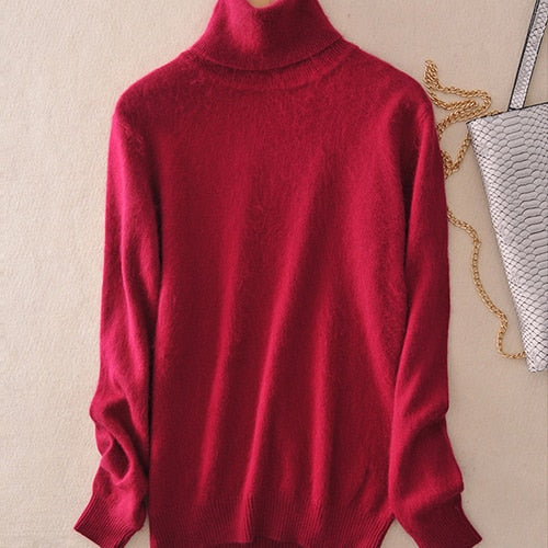 Suéter de Cachemira de cuello alto para mujer, suéter de Cachemira de invierno de cuello alto de punto de talla grande para mujer, suéteres cálidos para mujer
