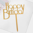 Happy Birthday Love Flag Cake Topper Acrylic Letter Gold Silver Cake Top Flag Decoration for Birthday Party Wedding Supplies