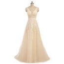 FADISTEE Vestido De Festa Sweet pink encaje con cuello en V Vestido De noche largo novia fiesta Sexy espalda descubierta perlas perlas vestidos De graduación con cordones