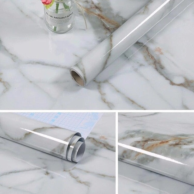 60cmx10M kitchen PVC wall stickers marble countertop stickers bathroom self-adhesive waterproof wallpaper