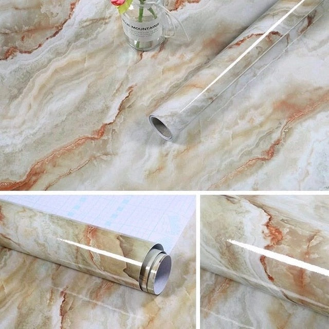60cmx10M kitchen PVC wall stickers marble countertop stickers bathroom self-adhesive waterproof wallpaper