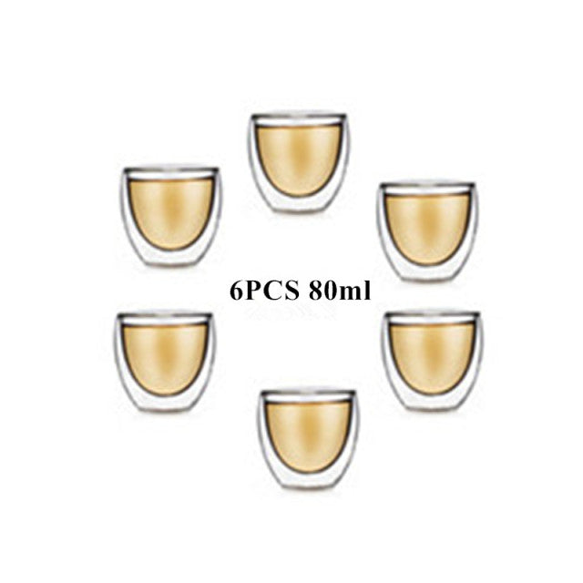 Doppelwandiges Glas, klar, handgefertigt, hitzebeständig, Teegetränkebecher, gesundes Getränk, Becher, Kaffeetassen, isoliertes Schnapsglas