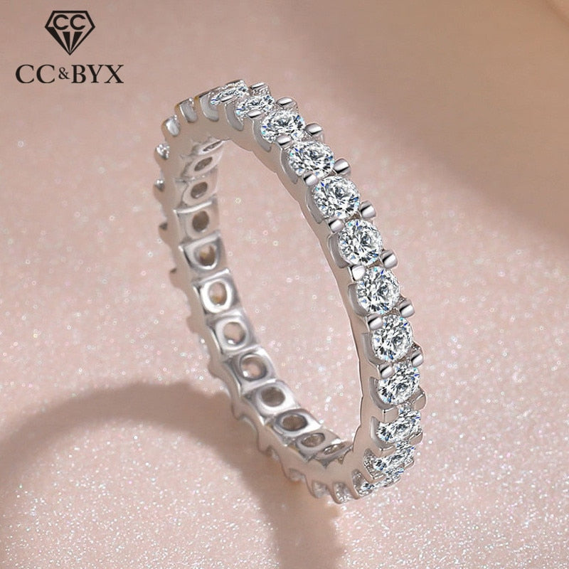 CC Solid 925 Silber Ringe für Frauen Zirkonia Ring Weißgold Braut Hochzeit Verlobung Trendy Schmuck Bijoux Femme CC1565