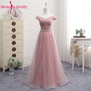 Hot V Neck Bridesmaid Dresses long for Women Elegant 2020 A Line Sparkly Tulle Pink Party Dress for Wedding Party Plus Size