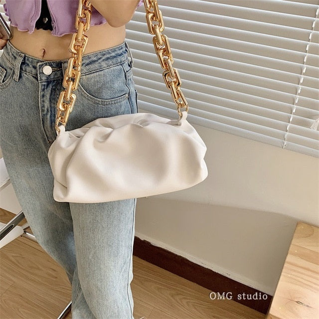 Tasche für Frauen Wolkentasche weiche Leder-Hobos-Tasche Einzelschulter-Geldbörse Damen-Umhängetasche Luxus-Handtasche und Geldbörse Tageskupplungen