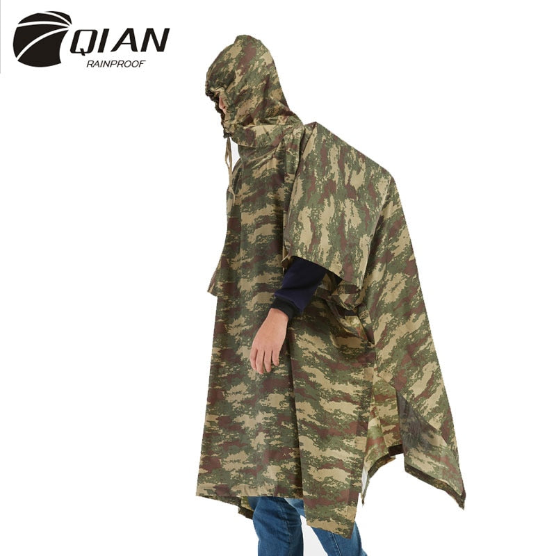 QIAN Impermeable Raincoats Women/Men Jungle Rain Poncho Backpack Camouflage Rain Coat Cycling Climbing Hiking Travel Rain Cover