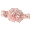 Balleenshiny Infant Child Hair Band Three-dimensional Alloy Rhinestone Crown Headdress Baby Girl Mesh Elastic Headband Turban