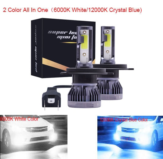 Muxall 2 uds LED 12000LM/PAR Mini bombillas de faro delantero de coche H1 H7 H8 H9 H11 Kit de faros 9005 HB3 9006 HB4 lámparas automáticas 4300K ​​8000K