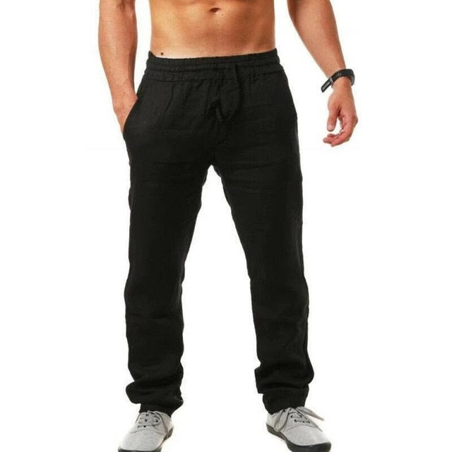 2020 Neue Männer Baumwolle Leinen Hosen Männliche Sommer Atmungsaktive Einfarbige Leinenhose Fitness Streetwear M-3XL