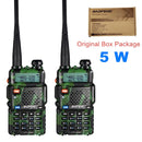 2 uds Real 8W Baofeng UV-5R Walkie Talkie UV 5R de alta potencia amateur Ham CB estación de Radio UV5R transceptor de banda Dual 10KM intercomunicador