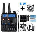 2 uds Real 8W Baofeng UV-5R Walkie Talkie UV 5R de alta potencia amateur Ham CB estación de Radio UV5R transceptor de banda Dual 10KM intercomunicador