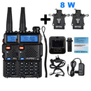 2 uds Real 8W Baofeng UV-5R Walkie Talkie UV 5R de alta potencia amateur Ham CB estación de Radio UV5R transceptor de banda Dual 10KM intercomunicador