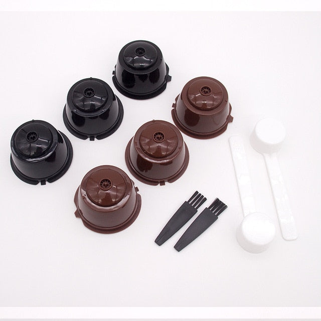 6 uds aptos para taza de filtro de café Dolce Gusto filtros de cápsula de café reutilizables para Nespresso con cepillo de cuchara accesorios de cocina