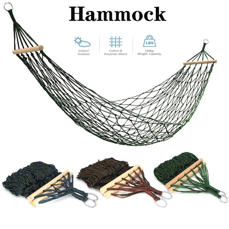 Portable Nylon Mesh Hammock Net Sleeping Bed For Outdoor Patio Porch Garden Travel Camping Blue Green Red