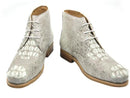 Sipriks Mens Crocodile Skin Boots Grey White Real Alligator Leather Ankle Boots Male Cowboy Boot Imported Italian Leather Sole