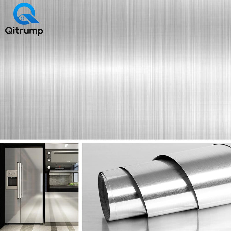 Metal Brushed Gold Silver DIY Removable Wallpaper Decor Film PVC Vinyl Waterproof Oil-proof House Appliance Kitchen Wall Sticker