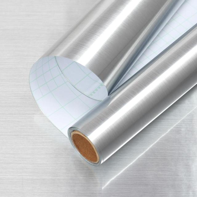 Metal cepillado oro plata DIY extraíble papel pintado decoración película PVC vinilo impermeable a prueba de aceite electrodomésticos cocina pared pegatina