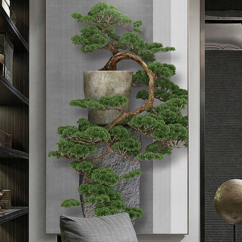 Foto personalizada nuevo estilo chino 3D estereoscópico verde pino árbol entrada porche pared pintura decorativa gran Mural papel tapiz arte