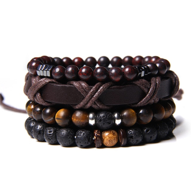 Conjunto de pulseras de labradorita Natural, pulseras de hematita Real de energía transparente, pulseras de cuentas de piedra de ónix negro pulido para hombres y mujeres