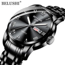 BELUSHI marca superior de lujo para hombre relojes luminosos a prueba de agua reloj de acero inoxidable cuarzo hombres fecha calendario reloj de pulsera de negocios