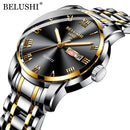 BELUSHI marca superior de lujo para hombre relojes luminosos a prueba de agua reloj de acero inoxidable cuarzo hombres fecha calendario reloj de pulsera de negocios