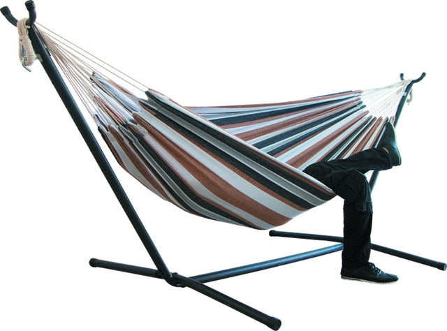 200*150cm Indoor/Outdoor Camping Hammock Hanging Chair Durable Comfort Thick Canvas Stripe Hammocks Swing Chairs without Shelf