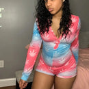 Sexy Bodysuit Women's Floral Long Sleeve Bodycon Bandage Jumpsuit Bodysuit Romper Casual Leotard Tops Sleepwear