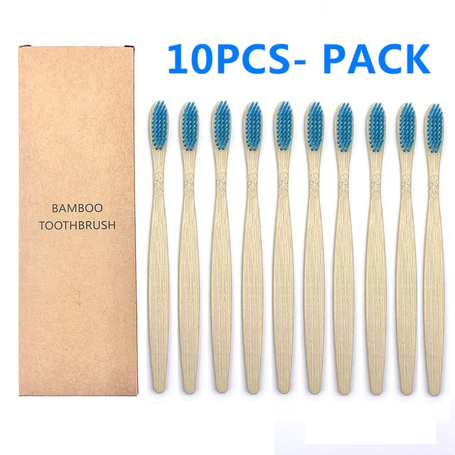 10PCS Colorful Natural Bamboo Toothbrush Set Soft Bristle Charcoal Teeth Whitening Bamboo Toothbrushes Soft Dental Oral Care