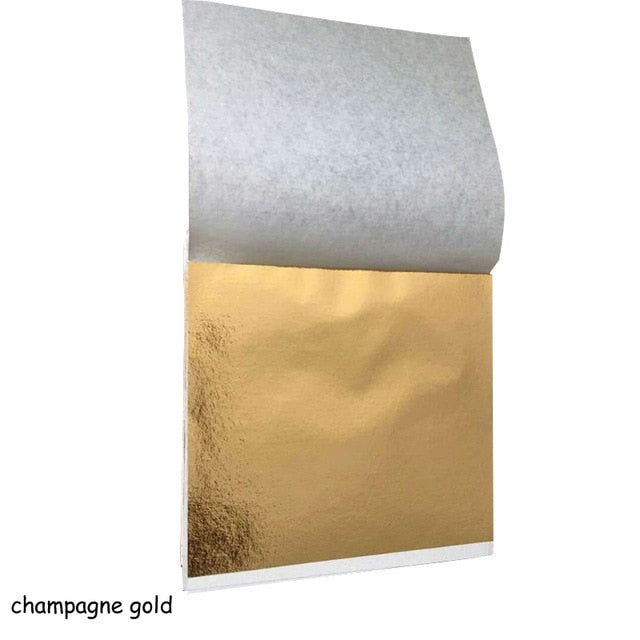 100 Uds 8,5x9cm arte artesanía imitación oro plata papel de aluminio de cobre hojas hojas doradas DIY artesanía decoración diseño papel