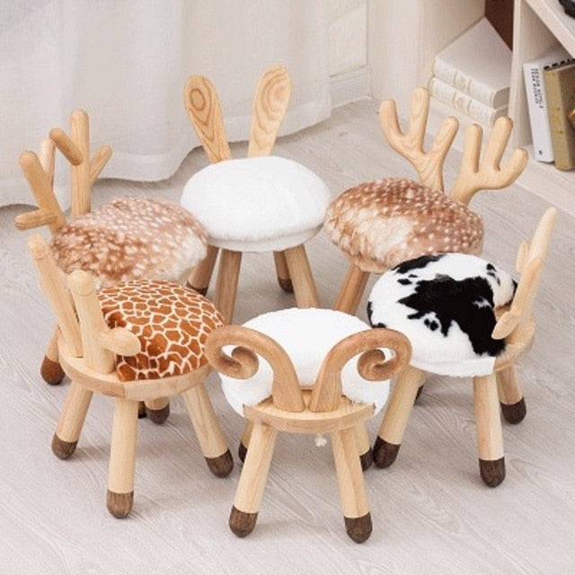 JOYLOVE Nordic Creative Ins Taburete de madera maciza para niños Mesa de jardín de infantes y silla Taburete Silla de bebé Escritorio y silla escolar