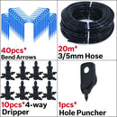 Irrigación por goteo para invernadero, 4 vías, 3/5mm, flecha de goteo, transmisor de 2 vías, sistema de riego para maceta, jardín, césped, 10 juegos/20 juegos
