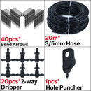 Irrigación por goteo para invernadero, 4 vías, 3/5mm, flecha de goteo, transmisor de 2 vías, sistema de riego para maceta, jardín, césped, 10 juegos/20 juegos