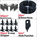 Irrigación por goteo para invernadero, 4 vías, 3/5mm, flecha de goteo, transmisor de 2 vías, sistema de riego para maceta, jardín, césped, 10 juegos/20 juegos