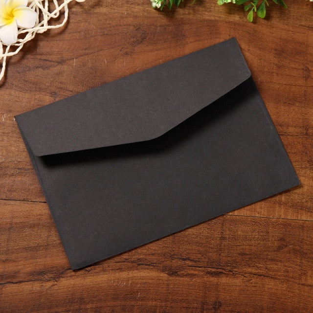 (10 unids/lote) 12*17 cm negro blanco Kraft Color sólido sobre en blanco tarjeta de felicitación postal sobres