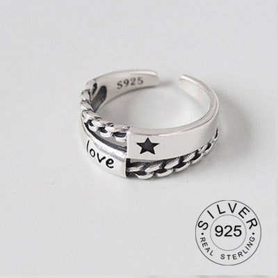 Vintage Color plata Metal Punk carta anillos abiertos diseño anillos de dedo para Mujeres Hombres fiesta joyería regalos CARTA